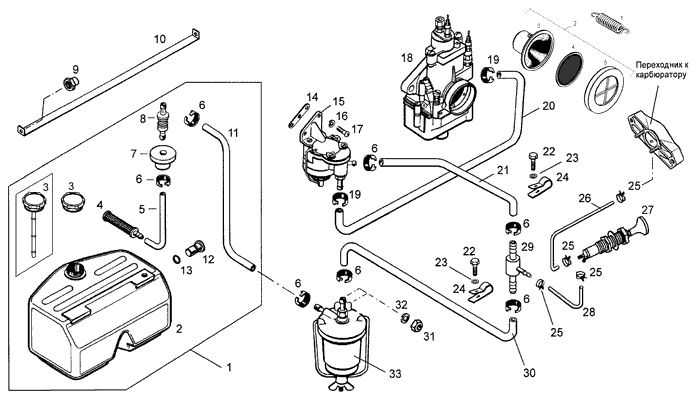 Система питания, карбюратор, топливный бак Буран